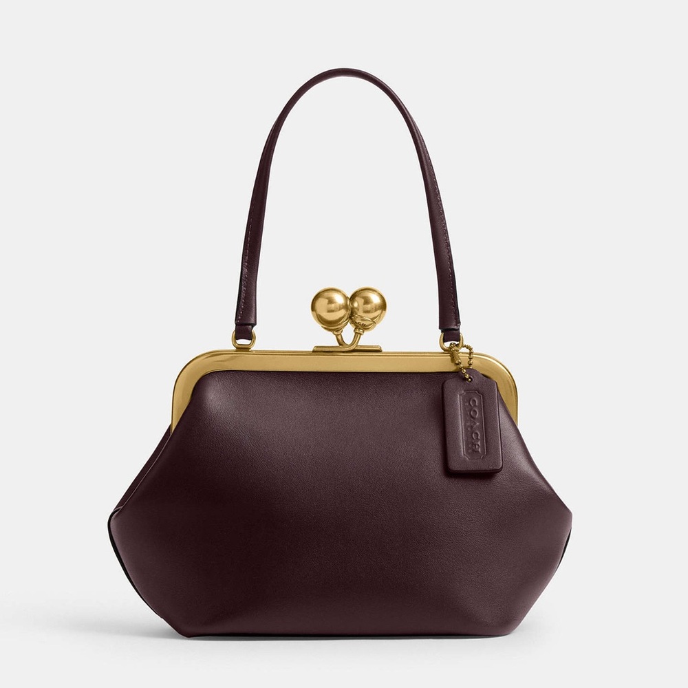 Coach Burgundy and Gold Handbag